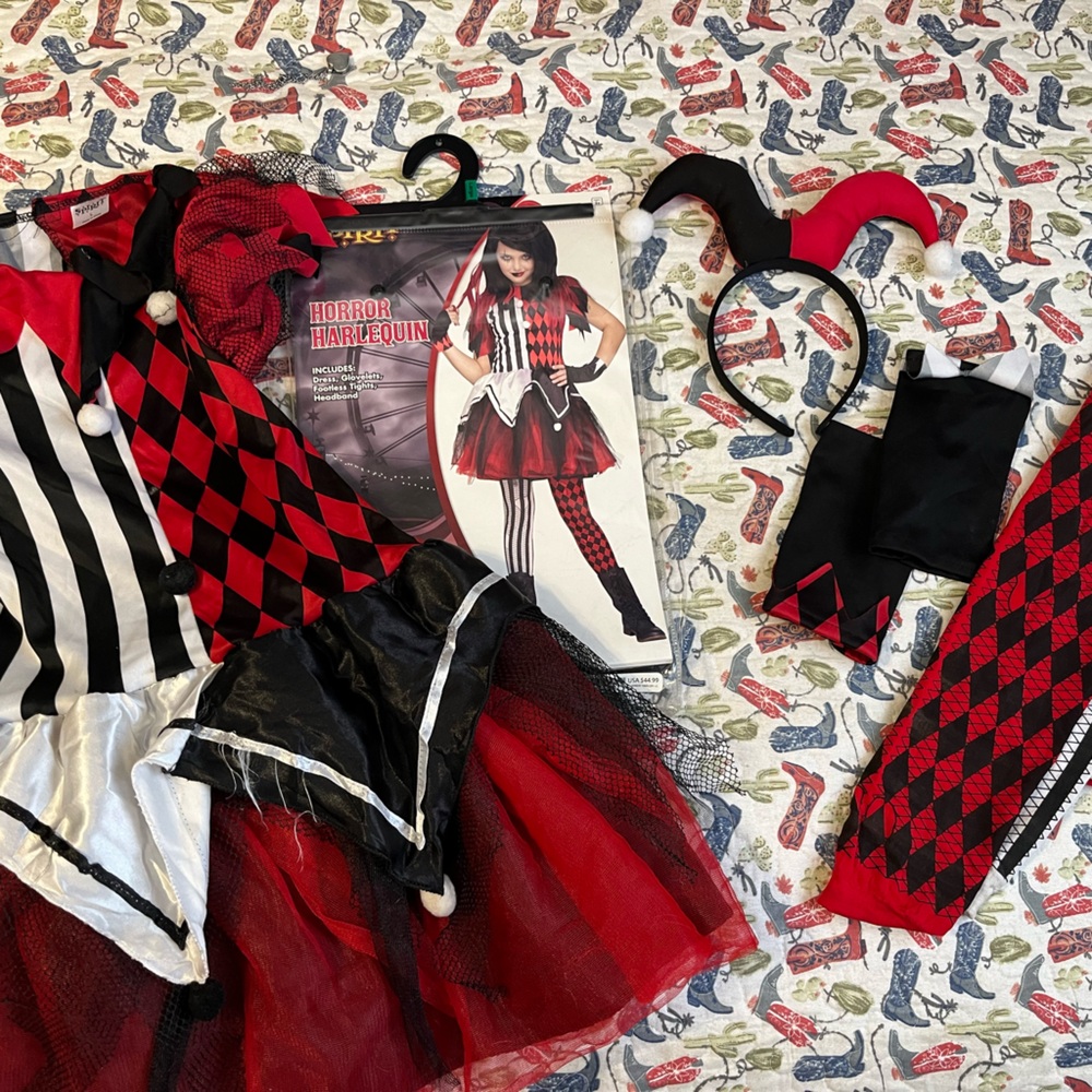 Horror Harlequin Costume girls 12/14 Spirit Halloween